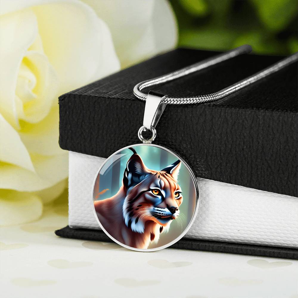 Lynx Pendant Necklace Personalized Engraved Celtic Cat Lover Jewelry Zodiac Charm Spirit Animal Mystical Wildcat Gift for Her Mother Wife