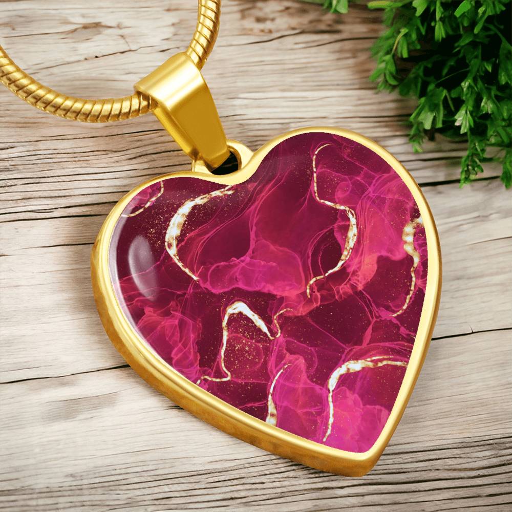 Alcohol Ink Pendant Necklace Blue Shades Red Maroon Crimson Shades Wanderlust Jewelry Trendy Fluid Art Colorful Abstract Background