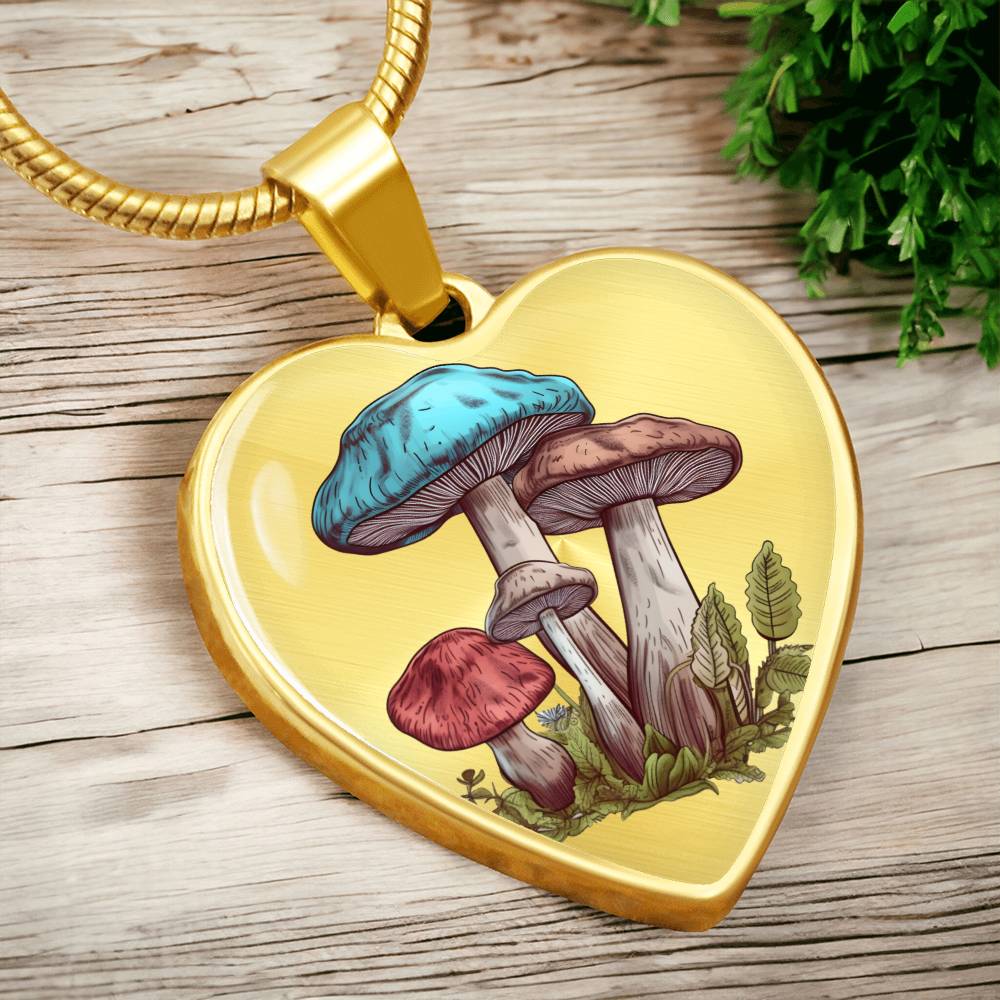 Pendant Necklace Cottagecore Mushrooms Illustration Mushroom Autumn Watercolor Nature Cute Fungi Forest Floral Magic Plant Colorful Woodland