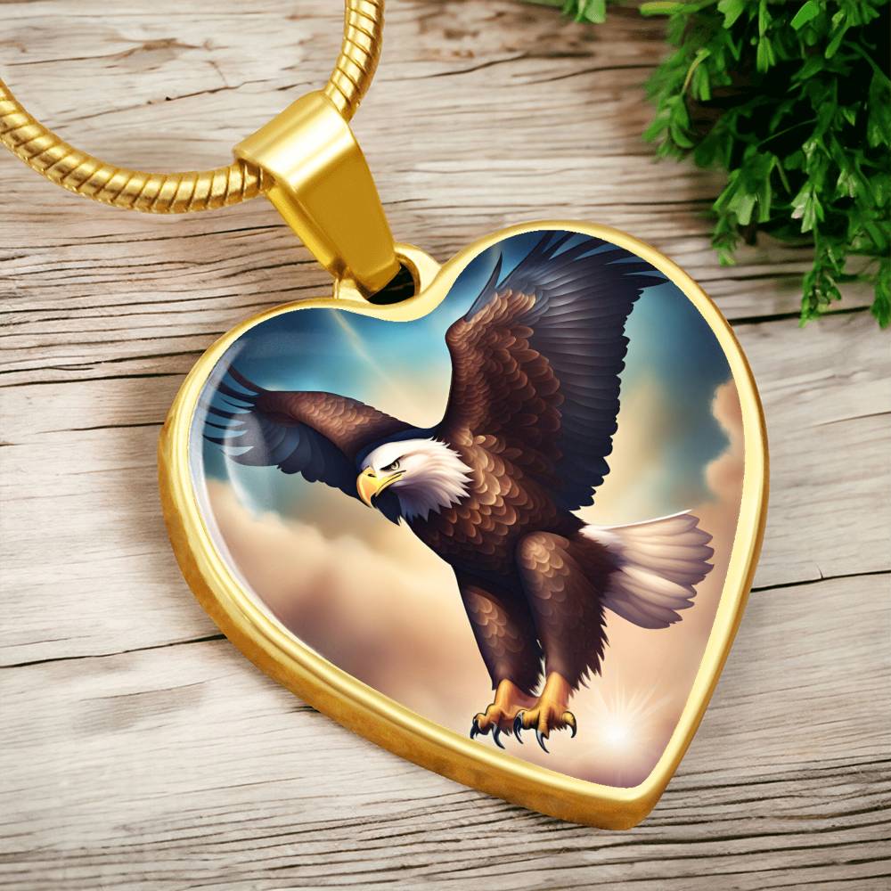 Bald Eagle Stained Glass Art Pendant Necklace Native American Jewelry Gift Zodiac Bird Charm Celtic Spirit Strength Gift for Her Mother Wife