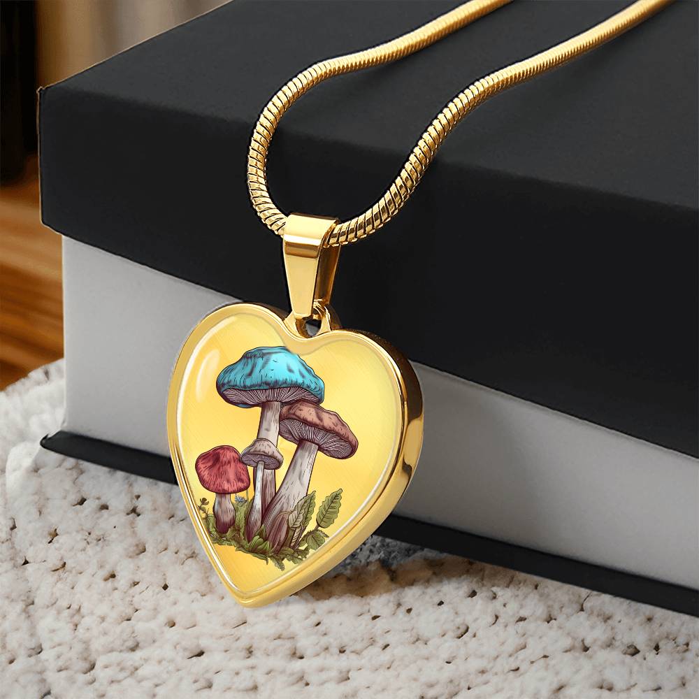 Pendant Necklace Cottagecore Mushrooms Illustration Mushroom Autumn Watercolor Nature Cute Fungi Forest Floral Magic Plant Colorful Woodland