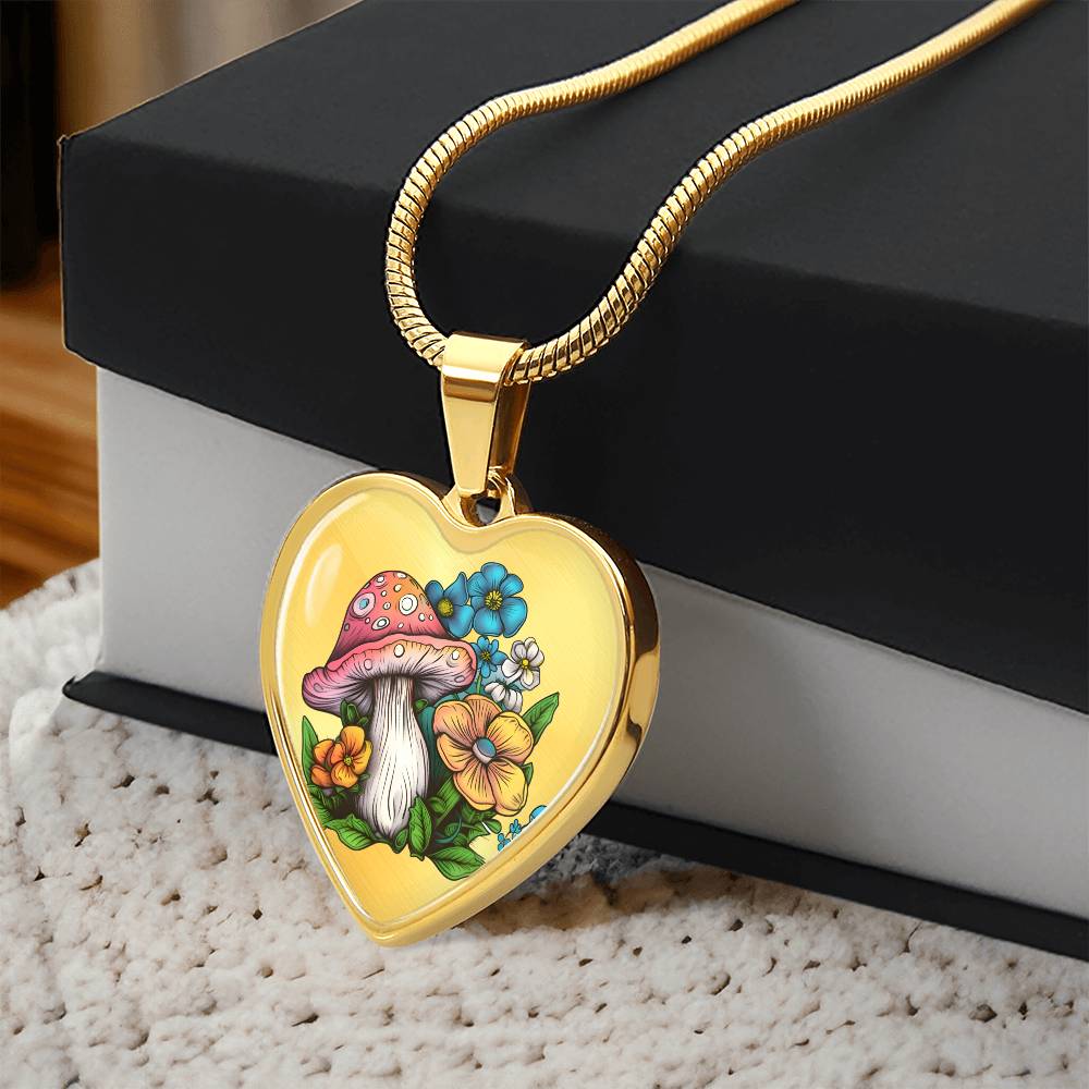 Pendant Necklace Cottagecore Mushrooms Illustration Mushroom Autumn Watercolor Nature Cute Fungi Forest Floral Magic Plant Colorful Woodland