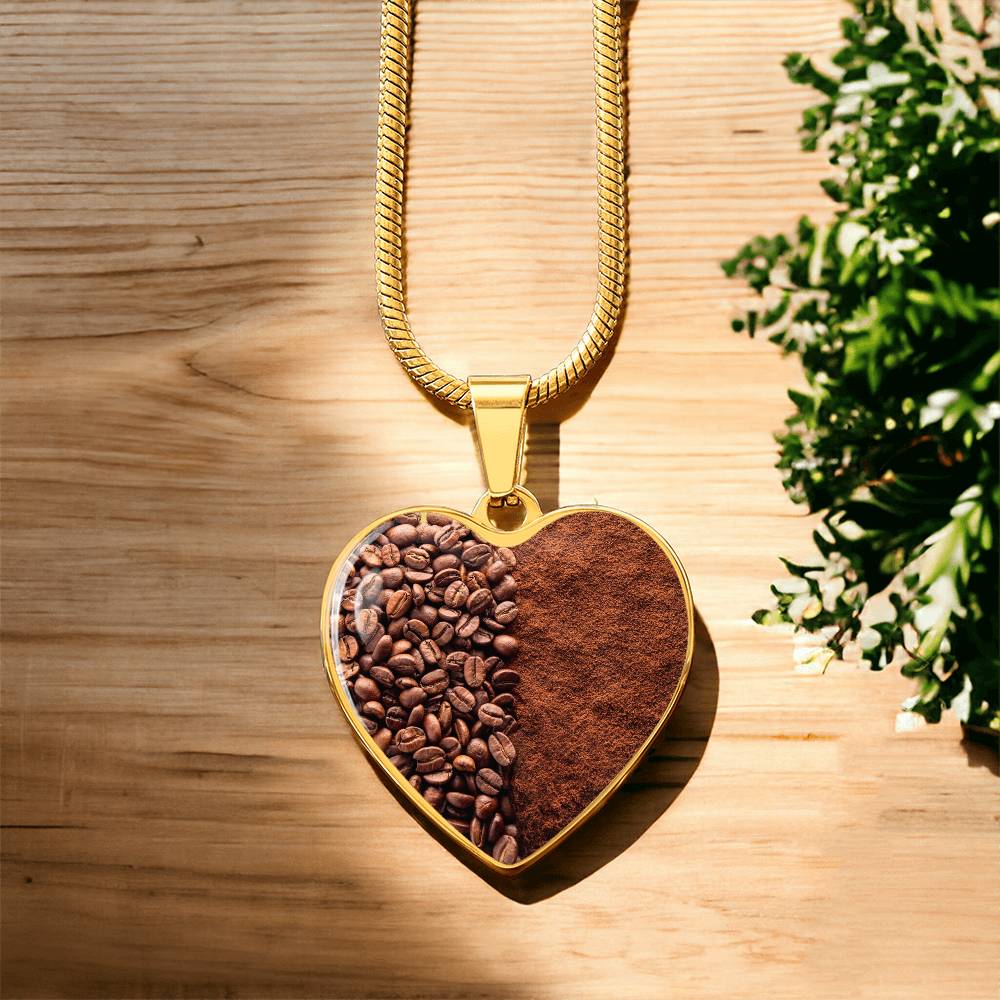 Coffee Bean Coffee Powder Necklace, Coffee Lover Pendant Jewelry, Gift for Caffeine Addicts, Personalised Engraving Necklace, Roasted Coffee