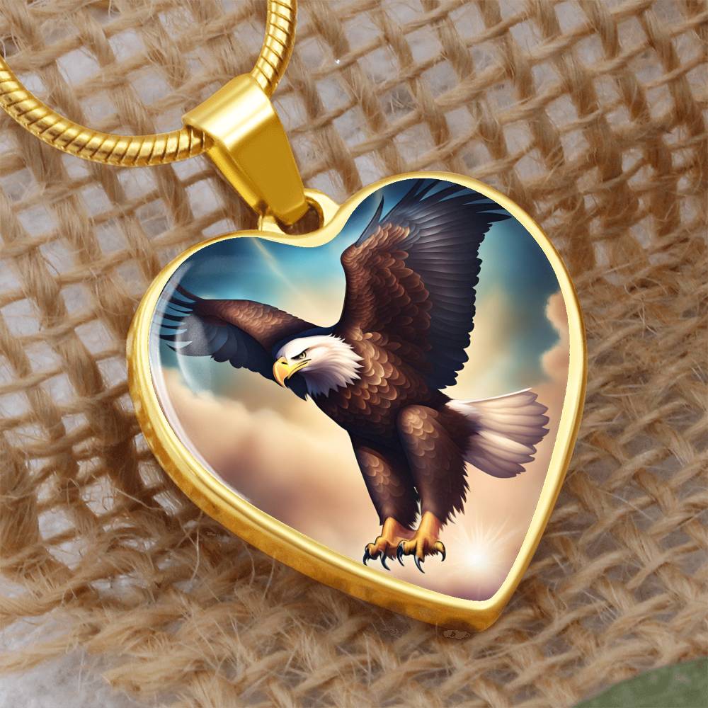 Bald Eagle Stained Glass Art Pendant Necklace Native American Jewelry Gift Zodiac Bird Charm Celtic Spirit Strength Gift for Her Mother Wife