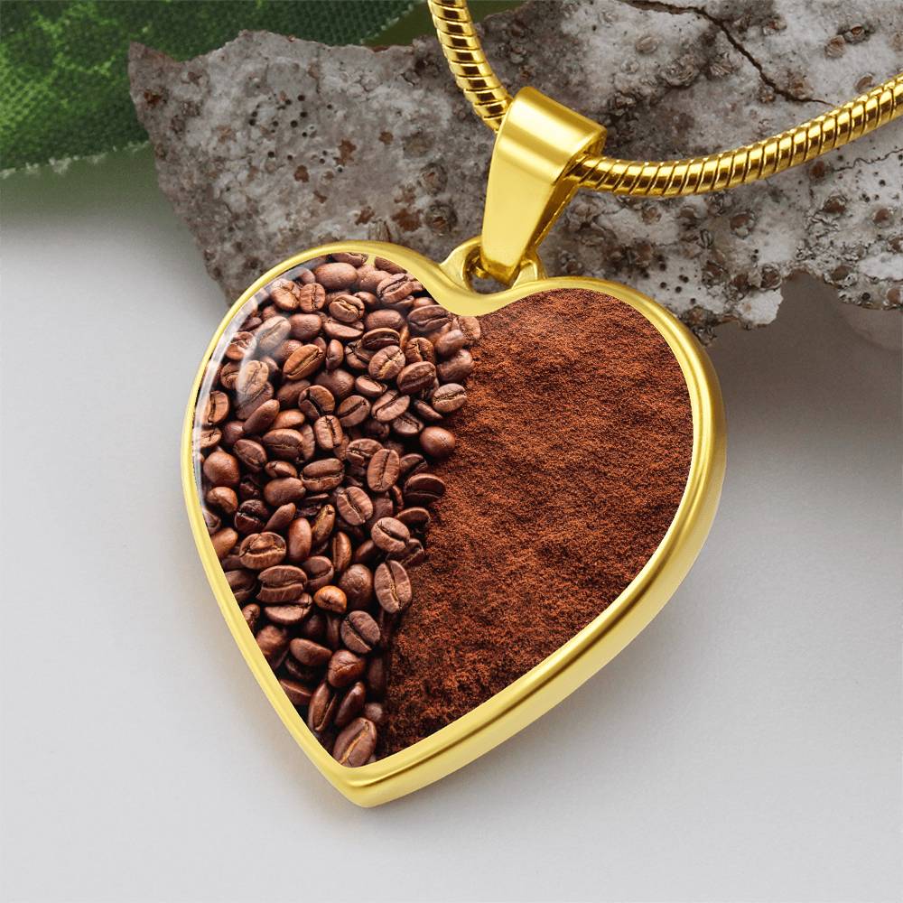 Coffee Bean Coffee Powder Necklace, Coffee Lover Pendant Jewelry, Gift for Caffeine Addicts, Personalised Engraving Necklace, Roasted Coffee