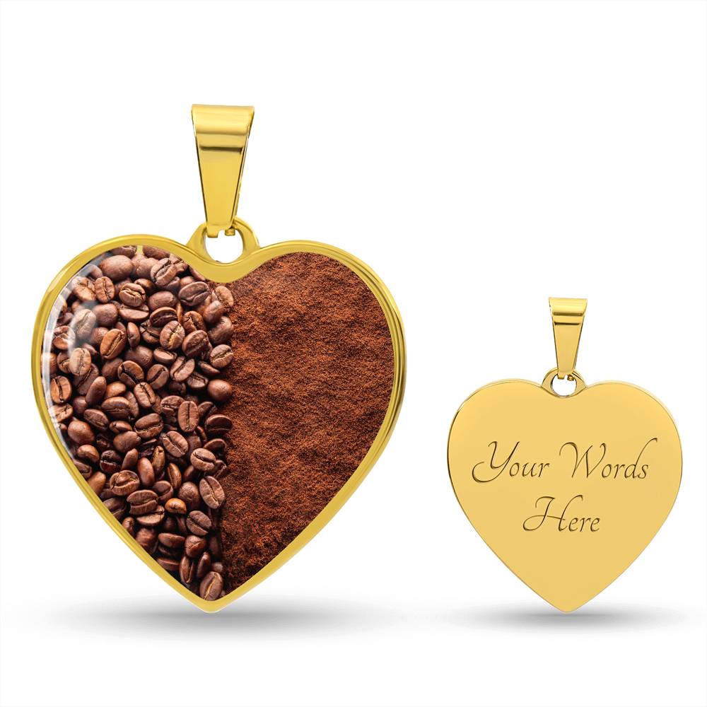 Coffee Bean Coffee Powder Necklace, Coffee Lover Pendant Jewelry, Gift for Caffeine Addicts, Personalised Engraving Necklace, Roasted Coffee
