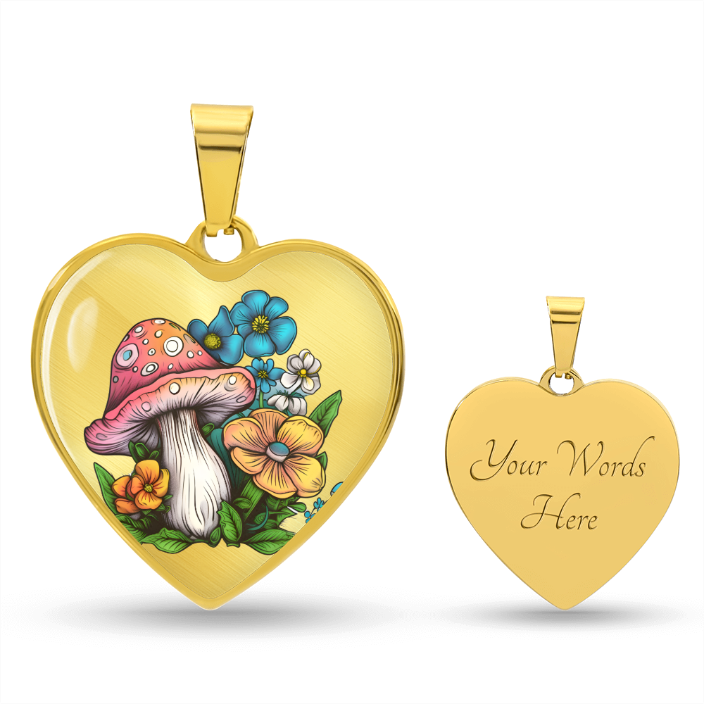 Pendant Necklace Cottagecore Mushrooms Illustration Mushroom Autumn Watercolor Nature Cute Fungi Forest Floral Magic Plant Colorful Woodland