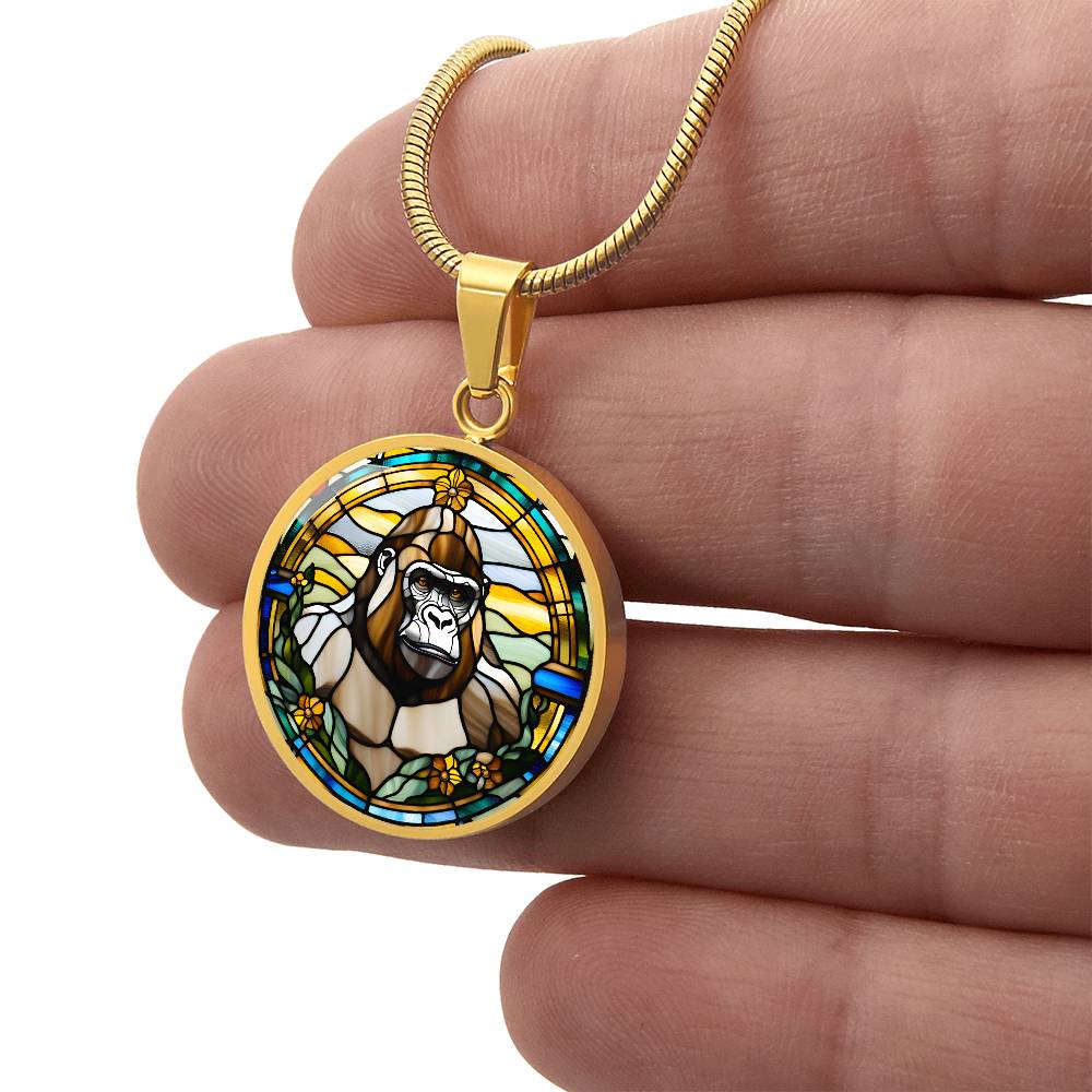 18K Gold Finish Gorilla Necklace Personalized Gorilla Pendant Gorillaz Coin Necklace Gorilla Animal Jewelry Monkey Charm Spirit Animal Chain