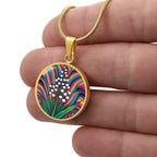 Lily of the Valley, May Birth Month Flower Pendant Necklace Gift, Floral Trippy Art, Daisies Vintage rave birth flower, Groovy Boho Hippie