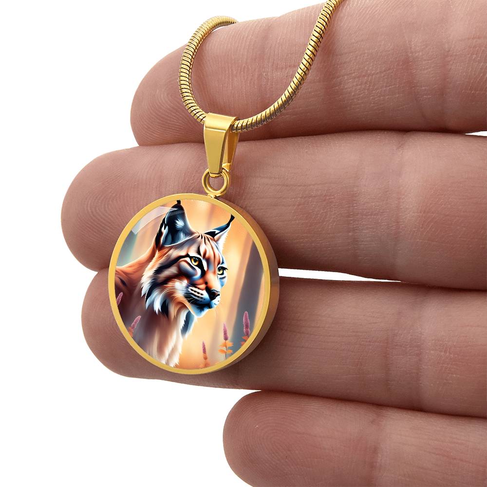 Lynx Pendant Necklace Personalized Engraved Celtic Cat Lover Jewelry Zodiac Charm Spirit Animal Mystical Wildcat Gift for Her Mother Wife