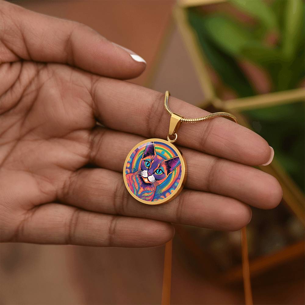 Siamese Cat Jewelry Gift For Cat Lover, Seal Siamese Cat, Feline Necklace, Pet Owner Cat Charm, Retro Trippy Art Pendant, Groovy Vintage Art