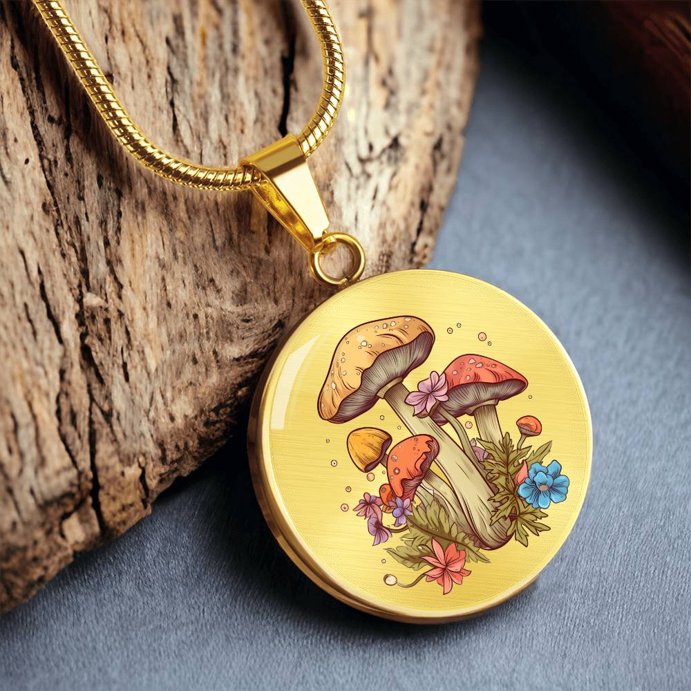 Pendant Necklace Cottagecore Mushrooms Illustration Mushroom Autumn Watercolor Nature Cute Fungi Forest Floral Magic Plant Colorful Woodland