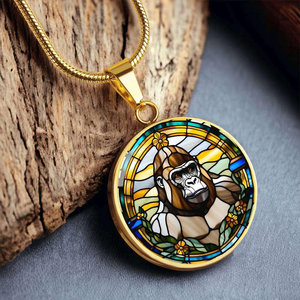 18K Gold Finish Gorilla Necklace Personalized Gorilla Pendant Gorillaz Coin Necklace Gorilla Animal Jewelry Monkey Charm Spirit Animal Chain