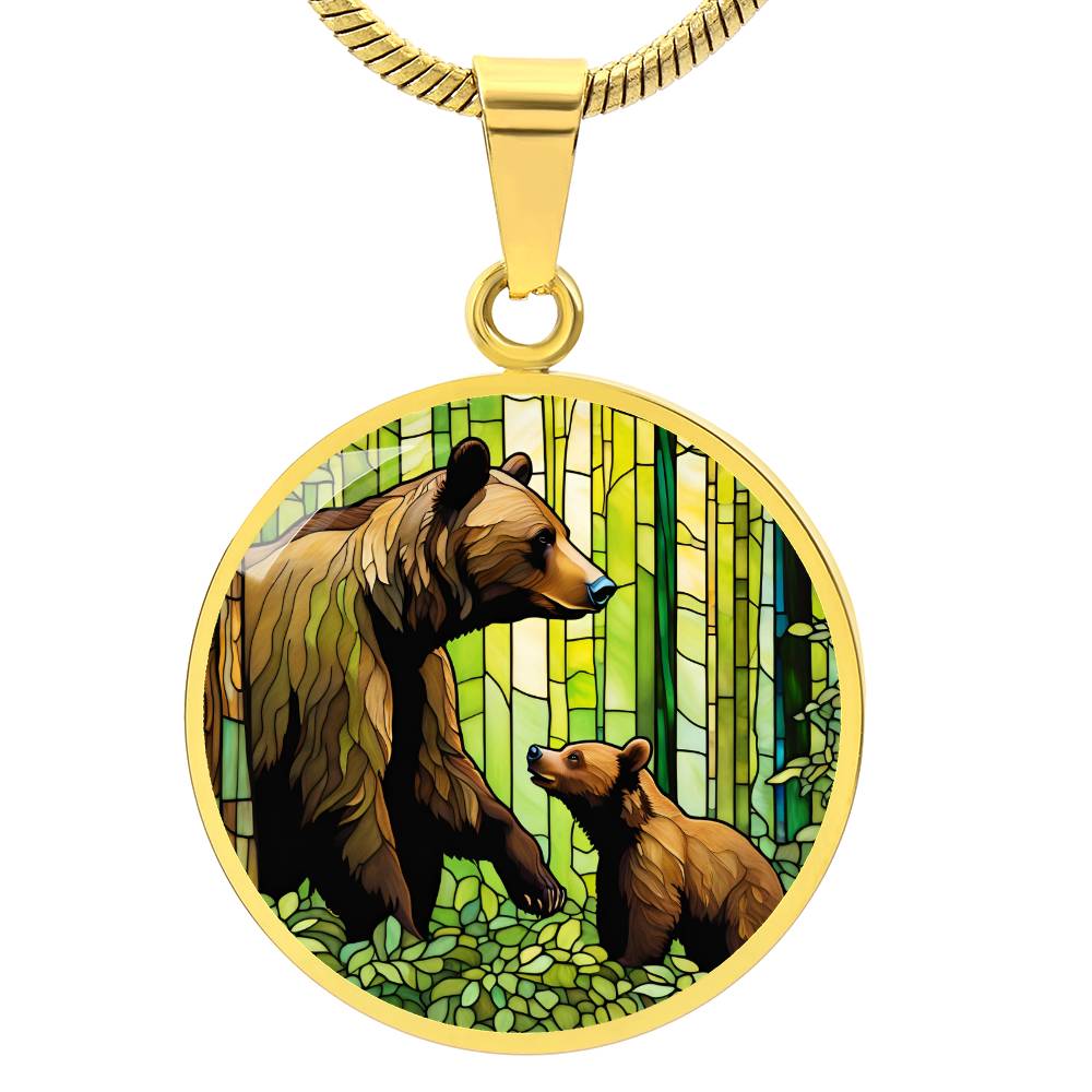 Personalized Pendant Necklace Gift For Mom Grandma Mama Bear and Cub Forest Nature Wildlife Jewelry Momma Bear Baby Shower Gift For Birthday