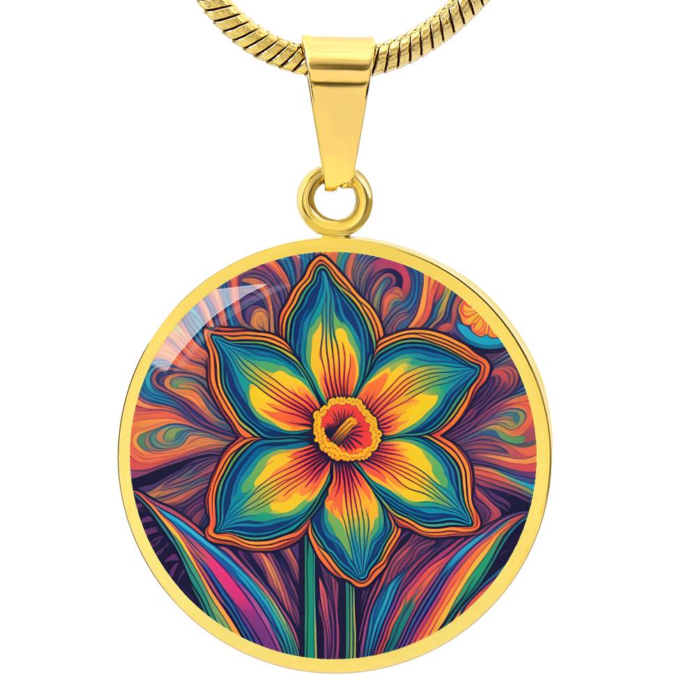 Daffodil Necklace, Personalized March Birth Month Flower Jewelry, Engravable Gold Floral Charm Pendant Gift For Birthdays & Mothers Day