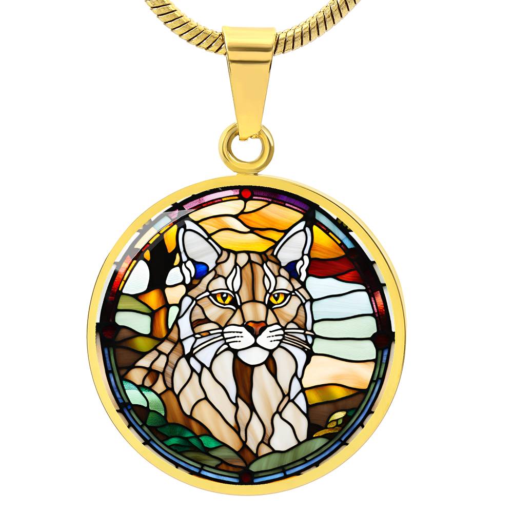 Lynx Engraved Celtic Native American Zodiac Animal Charm Pendant Personalized Necklace Protection Spirit Companion Cat Jewelry Gift