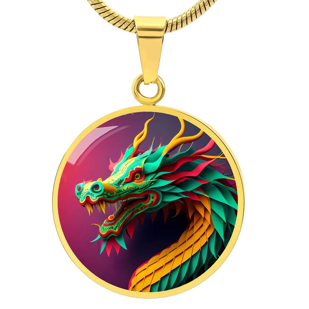 Dragon Pendant Necklace, Jewelry Gift, Chinese Zodiac Animal, 2024 Lunar New Year Pendant, Illuminated Mythical Celestial Dragon Guardian