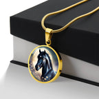 Black Stallion Pendant Necklace Horse Chinese Zodiac Animal Pendant 3D Dreamy Pony Art Jewelry Horse Lover Gift Dream Spirit Animal