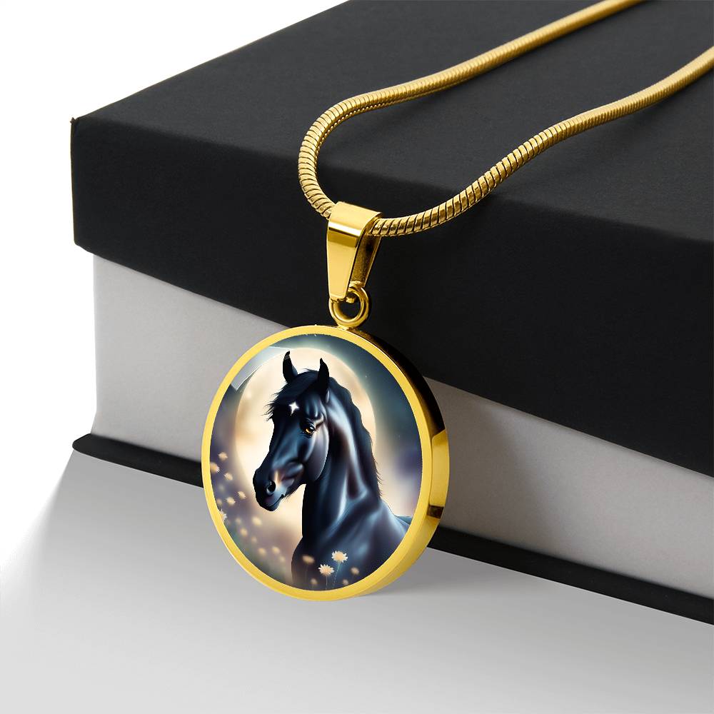 Black Stallion Pendant Necklace Horse Chinese Zodiac Animal Pendant 3D Dreamy Pony Art Jewelry Horse Lover Gift Dream Spirit Animal