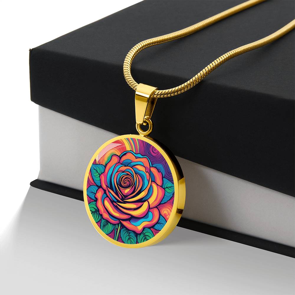 June Birth Flower Rose Necklace, Birth Month Flower Necklace, Engraved Necklace, Floral Gift for Her, Mothers & Valentines Day Necklace