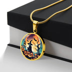 Halloween Witch Broomstick Necklace, Personalized Day of the Dead Jewelry Spooky Season Ghost Charm Pendant October Birthday Gift Present