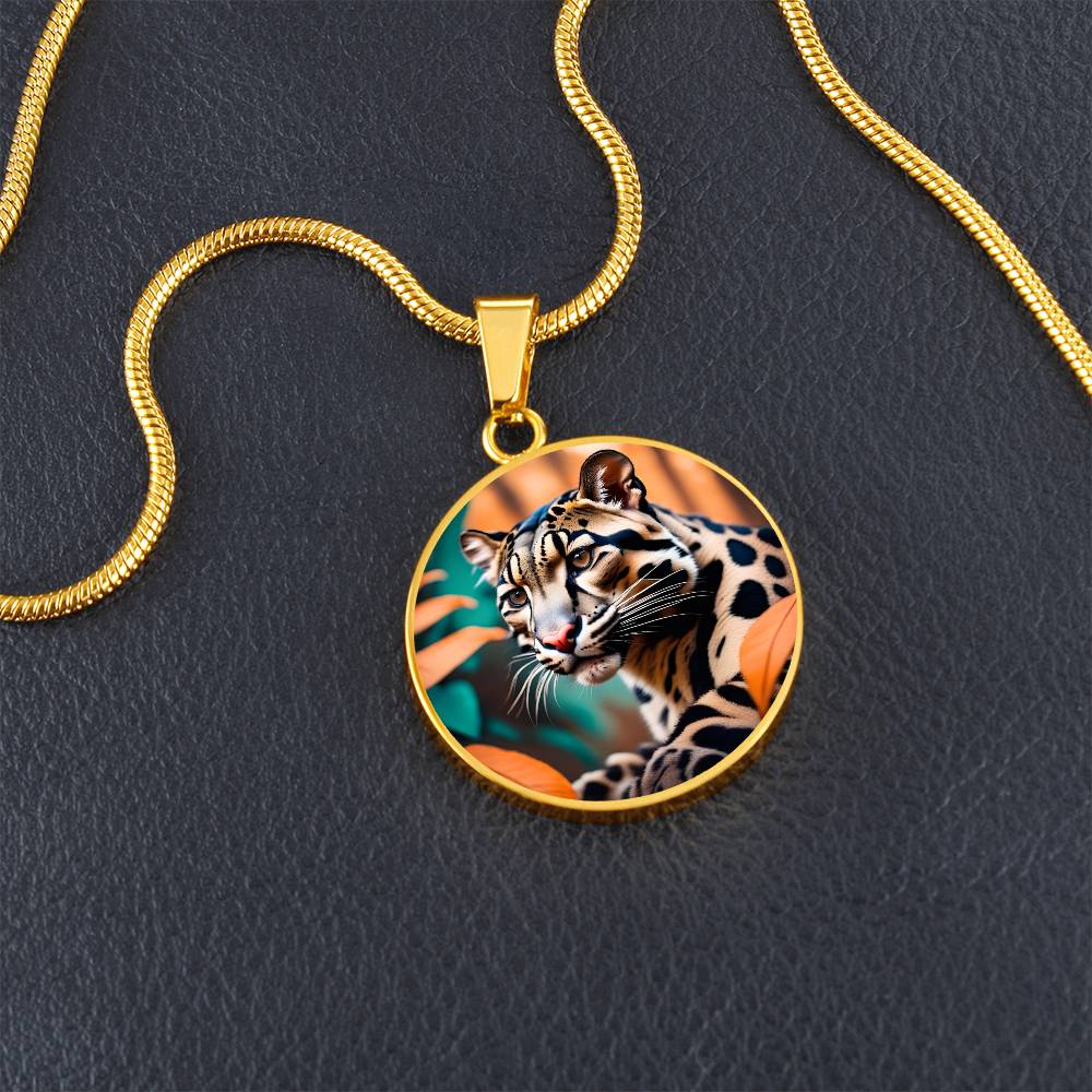 Clouded Leopard Pendant Necklace Personalized Engraved Animal Lover Jewelry Zodiac Charm Spirit Animal Resilience Gift for Her Mother Wife