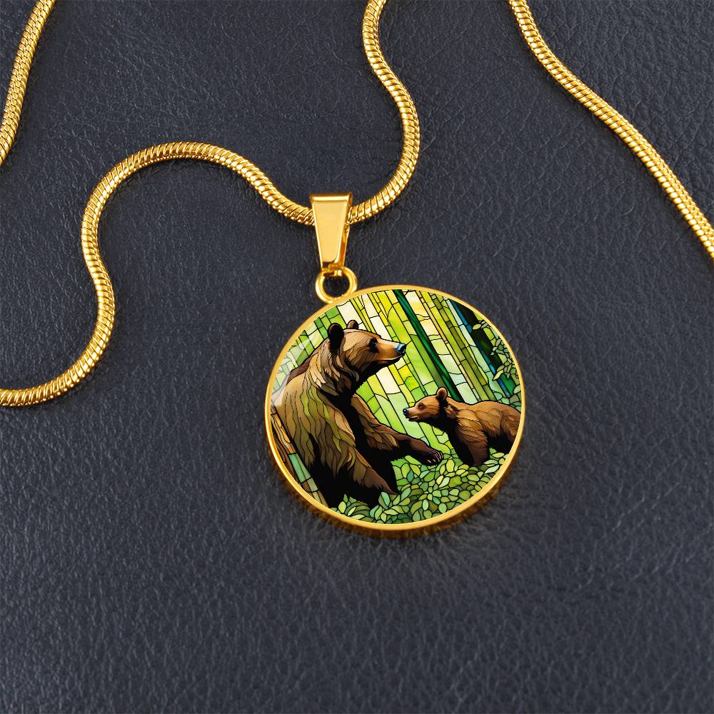 Personalized Pendant Necklace Gift For Mom Grandma Mama Bear and Cub Forest Nature Wildlife Jewelry Momma Bear Baby Shower Gift For Birthday