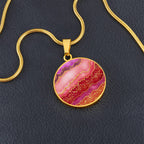Alcohol Ink Pendant Necklace  Red Maroon Crimson Shades Wanderlust Jewelry Trendy Fluid Art Colorful Abstract Background Modern Art