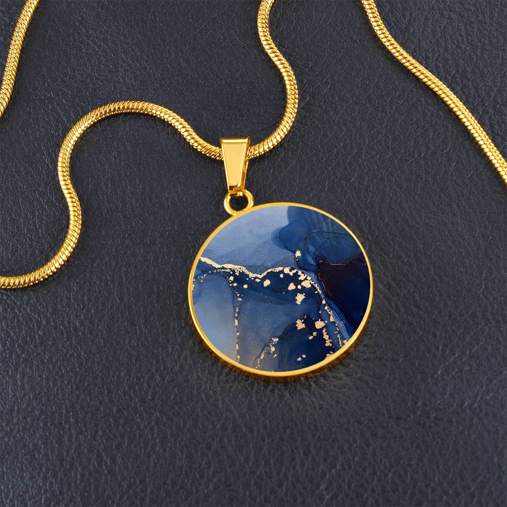 Alcohol Ink Pendant Necklace Pink Purple Gold Wanderlust Jewelry Trendy Fluid Art Colorful Abstract Backgroud Stainless Steel Gold Base