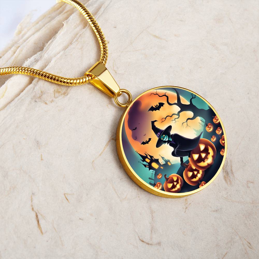 Halloween Witch Broomstick Necklace, Personalized Day of the Dead Jewelry Spooky Season Ghost Charm Pendant October Birthday Gift Present