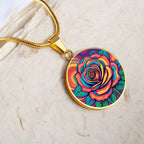 June Birth Flower Rose Necklace, Birth Month Flower Necklace, Engraved Necklace, Floral Gift for Her, Mothers & Valentines Day Necklace