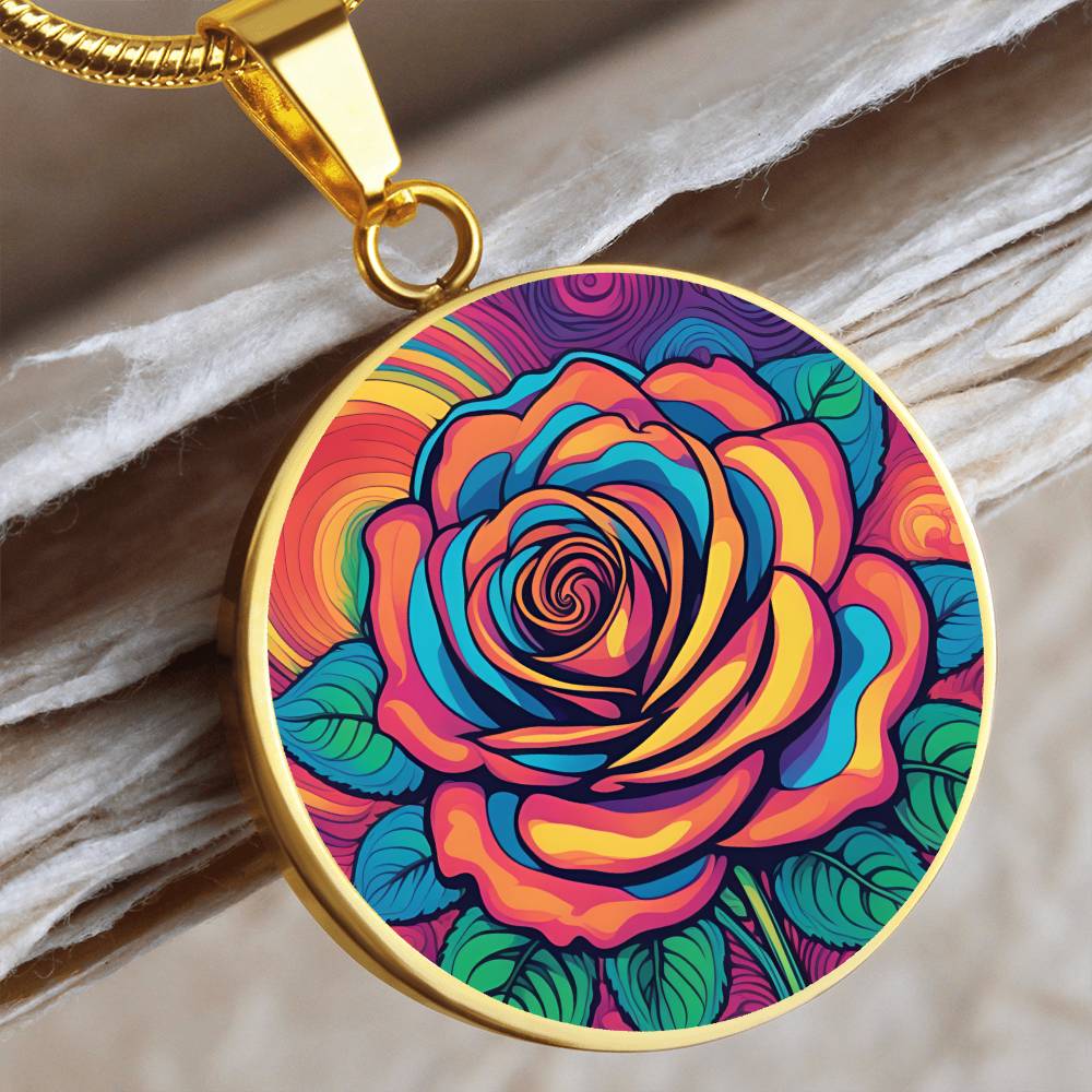 June Birth Flower Rose Necklace, Birth Month Flower Necklace, Engraved Necklace, Floral Gift for Her, Mothers & Valentines Day Necklace