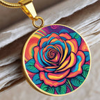 June Birth Flower Rose Necklace, Birth Month Flower Necklace, Engraved Necklace, Floral Gift for Her, Mothers & Valentines Day Necklace