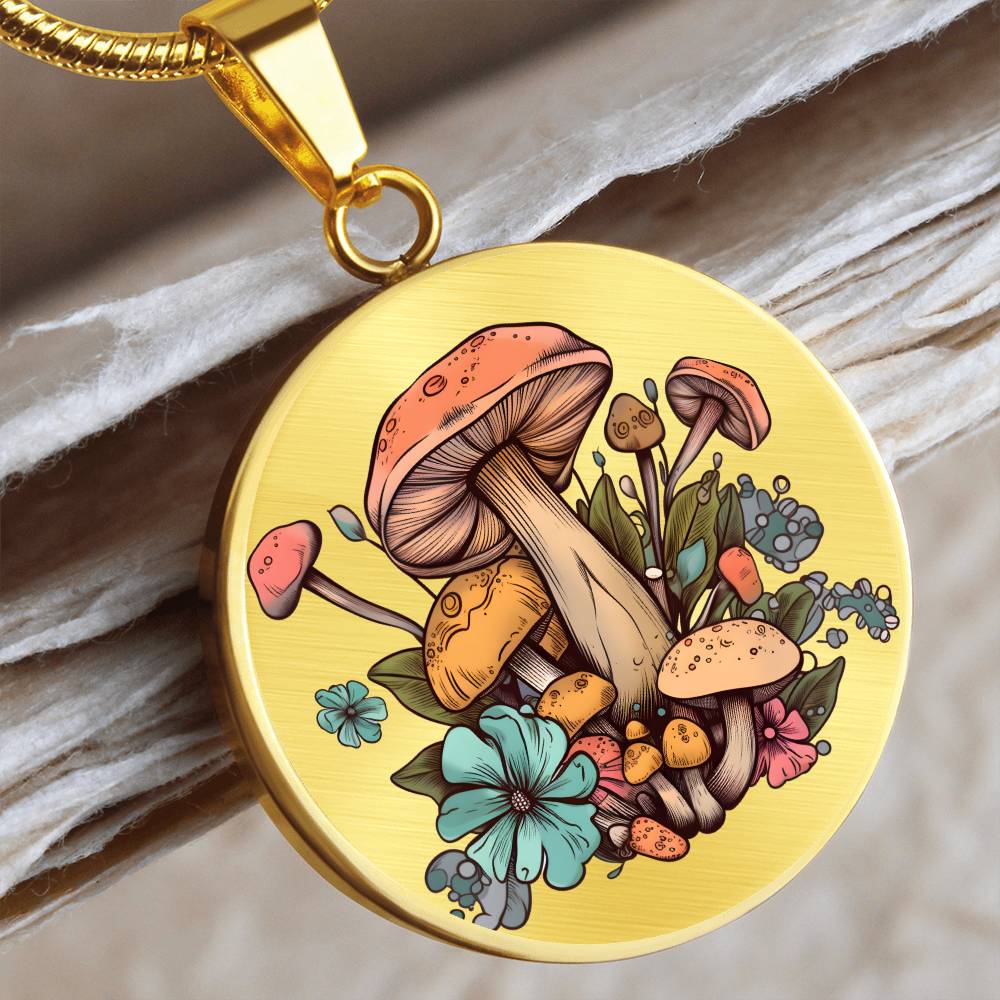 Pendant Necklace Cottagecore Mushrooms Illustration Mushroom Autumn Watercolor Nature Cute Fungi Forest Floral Magic Plant Colorful Woodland