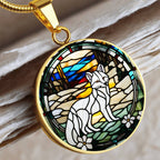White Arctic Fox Engraved Celtic Native American Zodiac Animal Charm Pendant Personalized Necklace Protection Spirit Companion Jewelry Gift