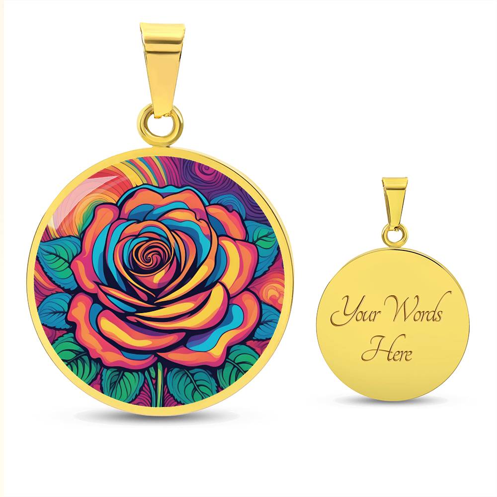 June Birth Flower Rose Necklace, Birth Month Flower Necklace, Engraved Necklace, Floral Gift for Her, Mothers & Valentines Day Necklace