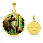Personalized Pendant Necklace Gift For Mom Grandma Mama Bear and Cub Forest Nature Wildlife Jewelry Momma Bear Baby Shower Gift For Birthday