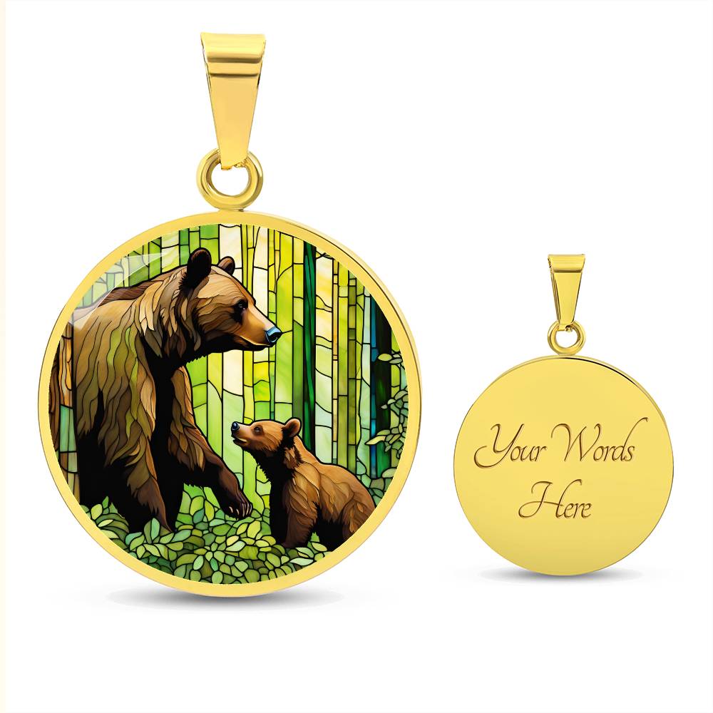 Personalized Pendant Necklace Gift For Mom Grandma Mama Bear and Cub Forest Nature Wildlife Jewelry Momma Bear Baby Shower Gift For Birthday