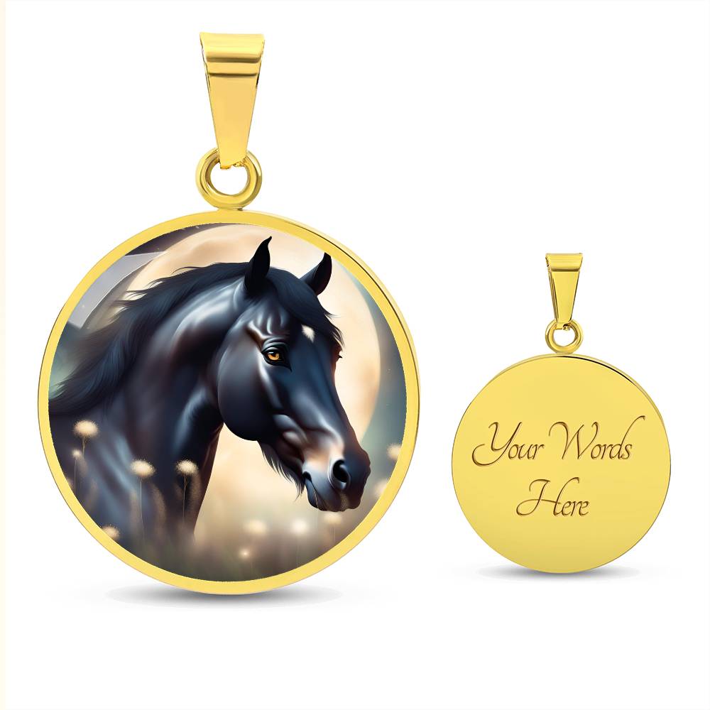 Black Stallion Pendant Necklace Horse Chinese Zodiac Animal Pendant 3D Dreamy Pony Art Jewelry Horse Lover Gift Dream Spirit Animal