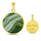 Green Marble Texture Gold Veins Pendant Necklace Gemstone Liquid Art Jade Malachite Slab Wavy Abstract Modern Art Alcohol Ink Pattern