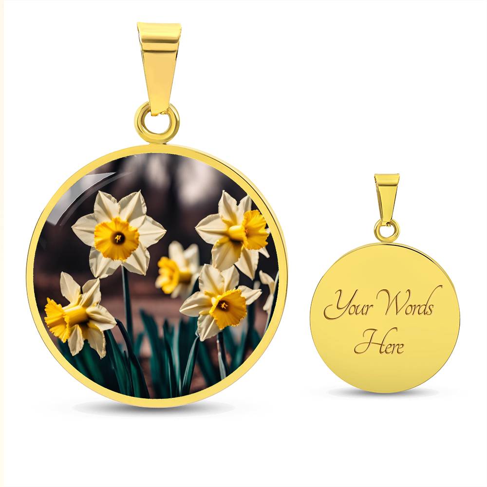 Daffodil Birth Flower Necklace March Birthday Gifts Birth Month Flower Engraved Floral Necklace Botanical Jewelry Valentines Day Mothers Day