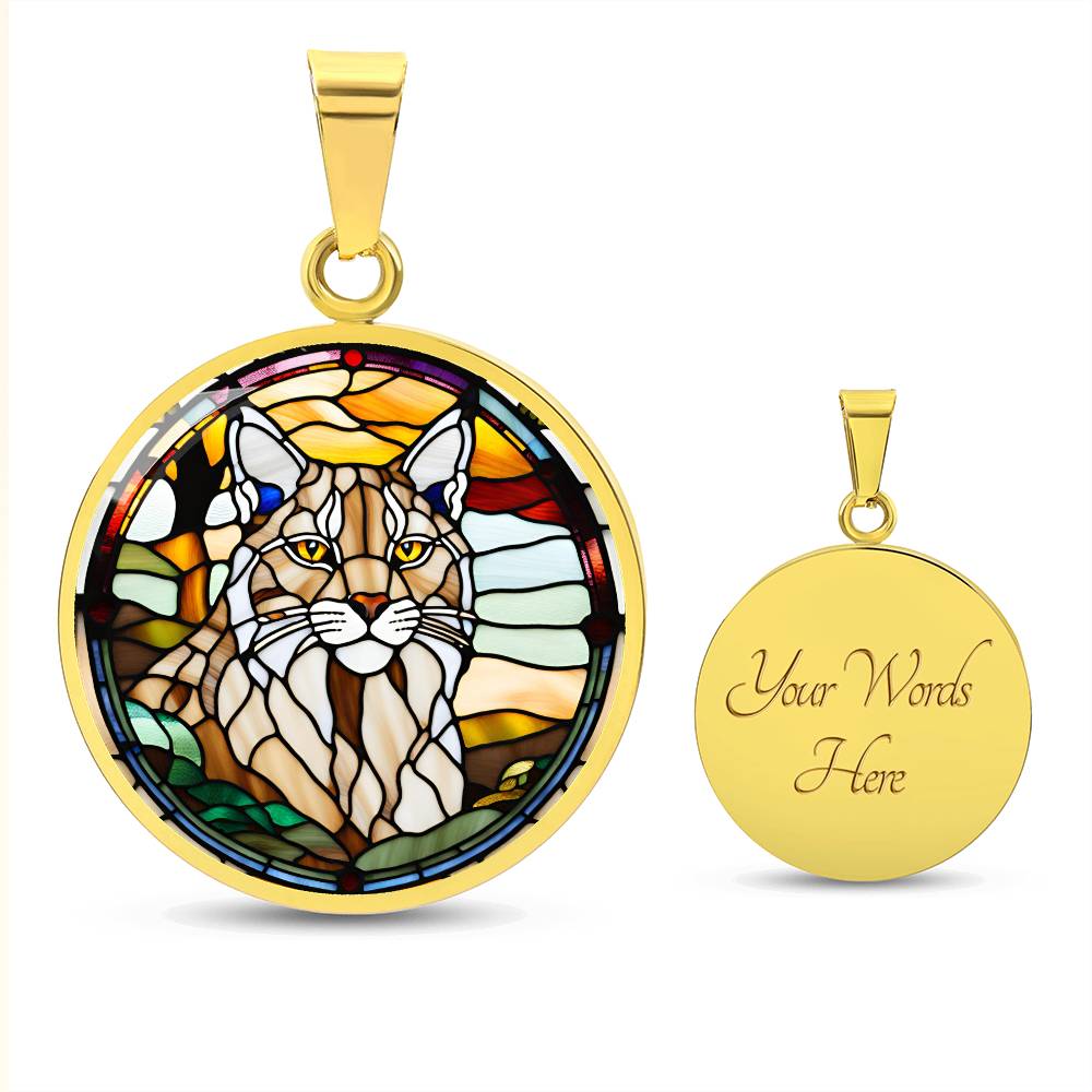 Lynx Engraved Celtic Native American Zodiac Animal Charm Pendant Personalized Necklace Protection Spirit Companion Cat Jewelry Gift