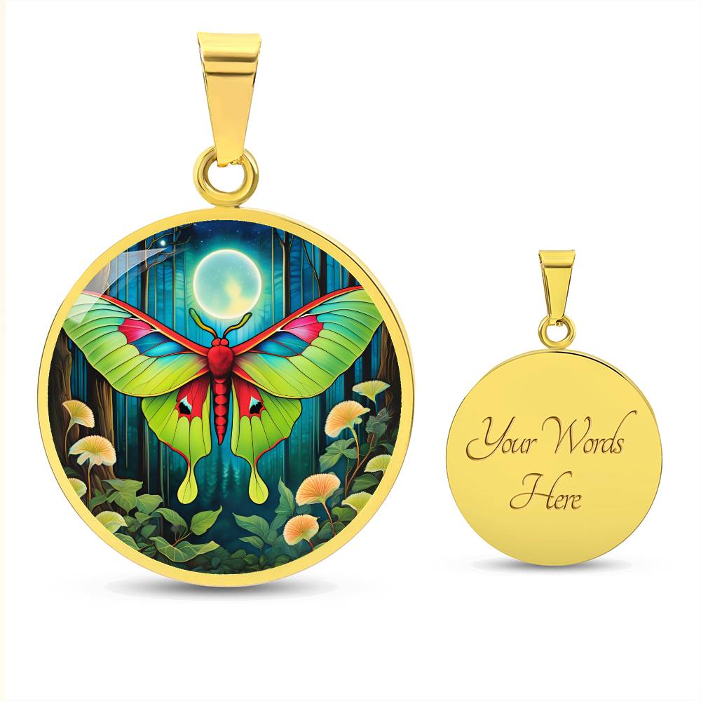 Luna moth pendant, Luna moth jewelry , Butterfly Celestial pendant, Lunar Cycle, Cottagecore insect jewelry, Metaphysical actias luna Chain