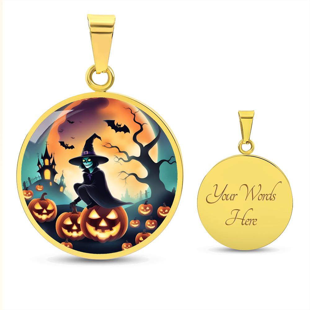 Halloween Witch Broomstick Necklace, Personalized Day of the Dead Jewelry Spooky Season Ghost Charm Pendant October Birthday Gift Present