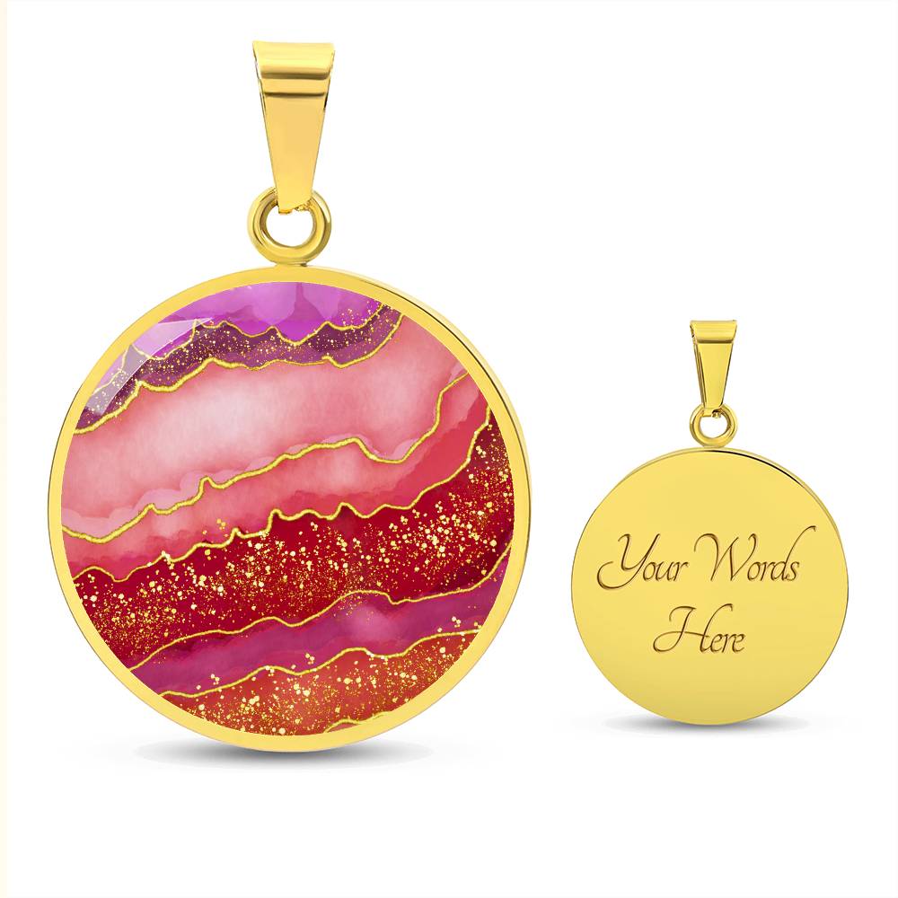 Alcohol Ink Pendant Necklace  Red Maroon Crimson Shades Wanderlust Jewelry Trendy Fluid Art Colorful Abstract Background Modern Art