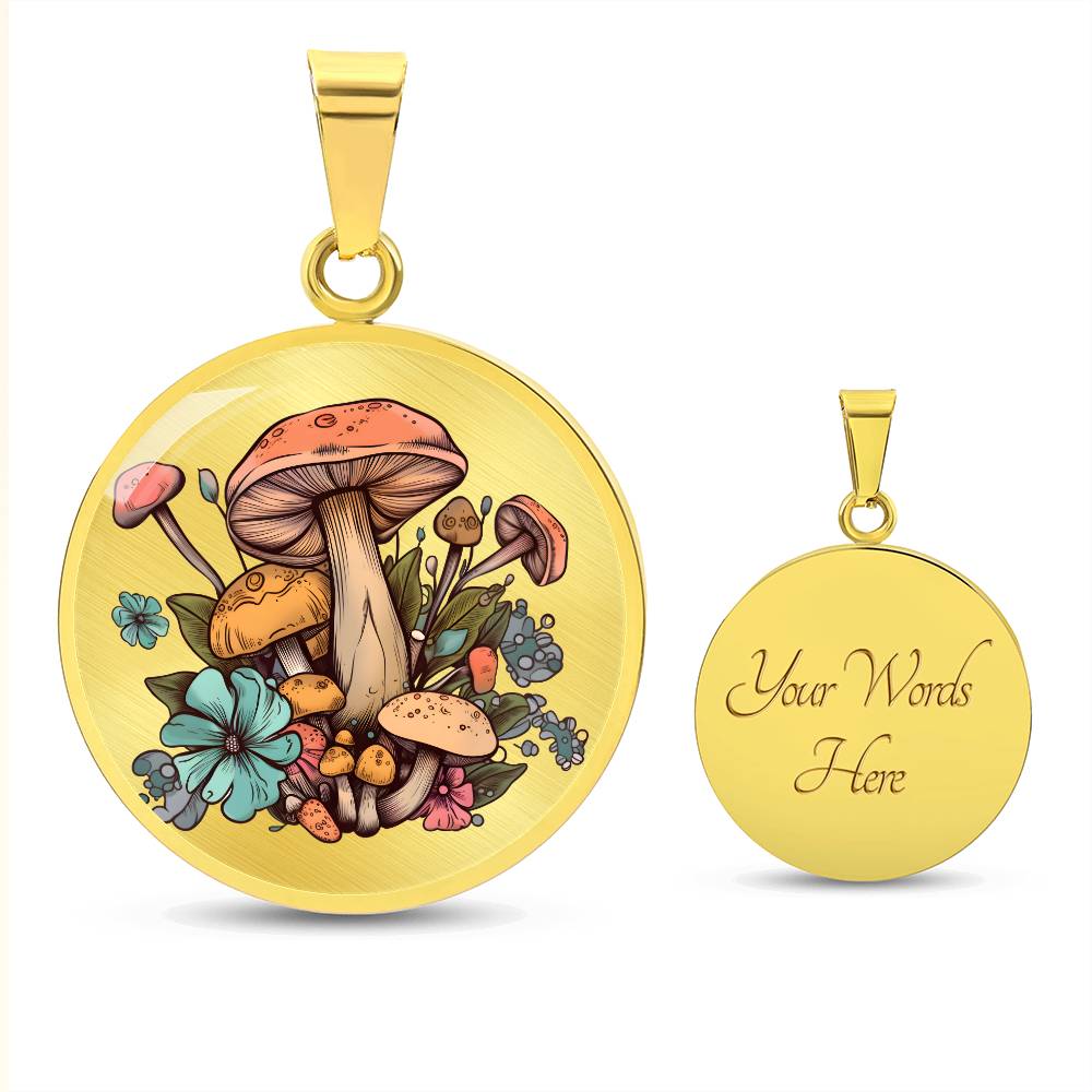 Pendant Necklace Cottagecore Mushrooms Illustration Mushroom Autumn Watercolor Nature Cute Fungi Forest Floral Magic Plant Colorful Woodland