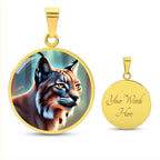 Lynx Pendant Necklace Personalized Engraved Celtic Cat Lover Jewelry Zodiac Charm Spirit Animal Mystical Wildcat Gift for Her Mother Wife