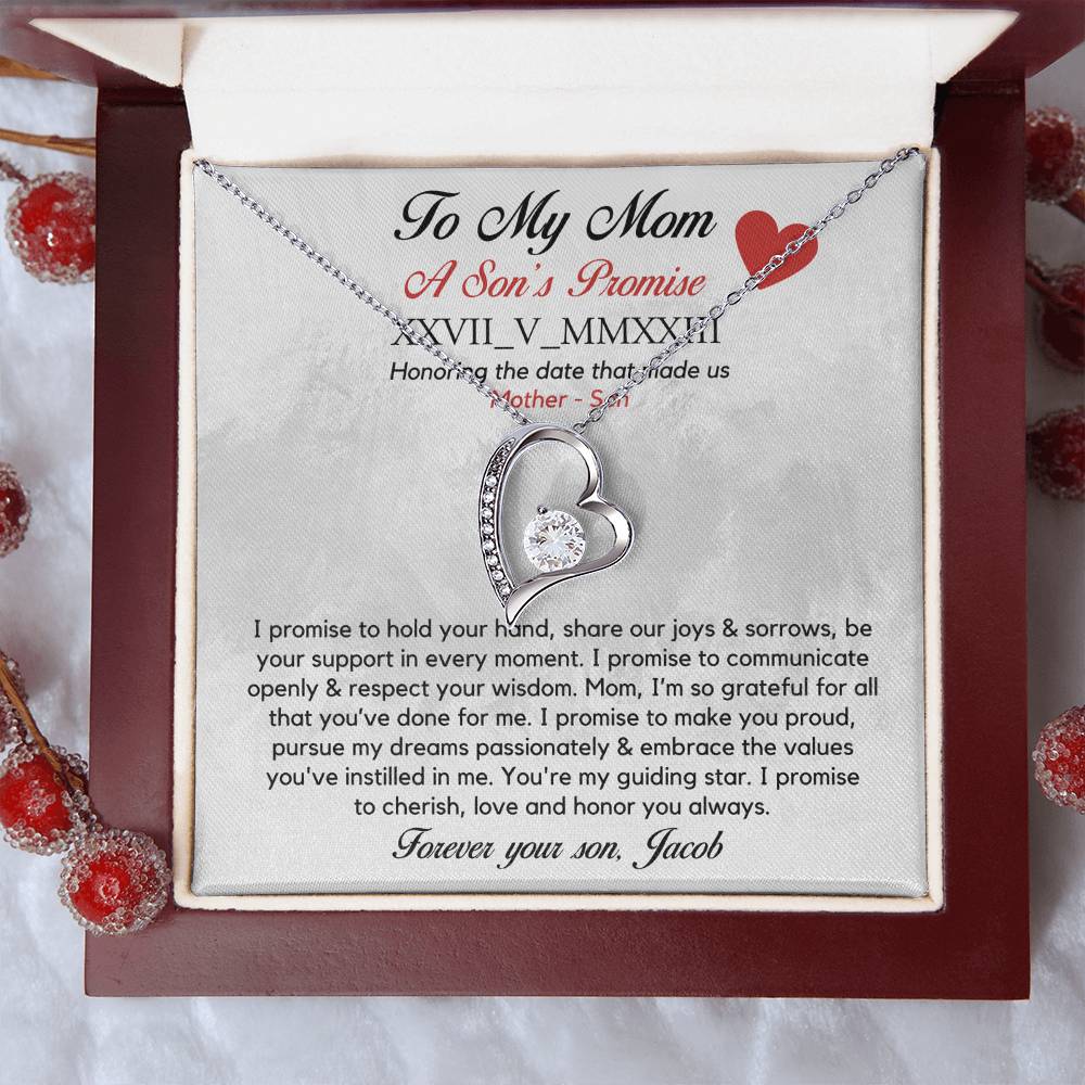 Personalised Roman Numeral Names Message Necklace Gift for Mom, Valentines Day Custom Gift, Mother's Day Gift To my Mom from Son