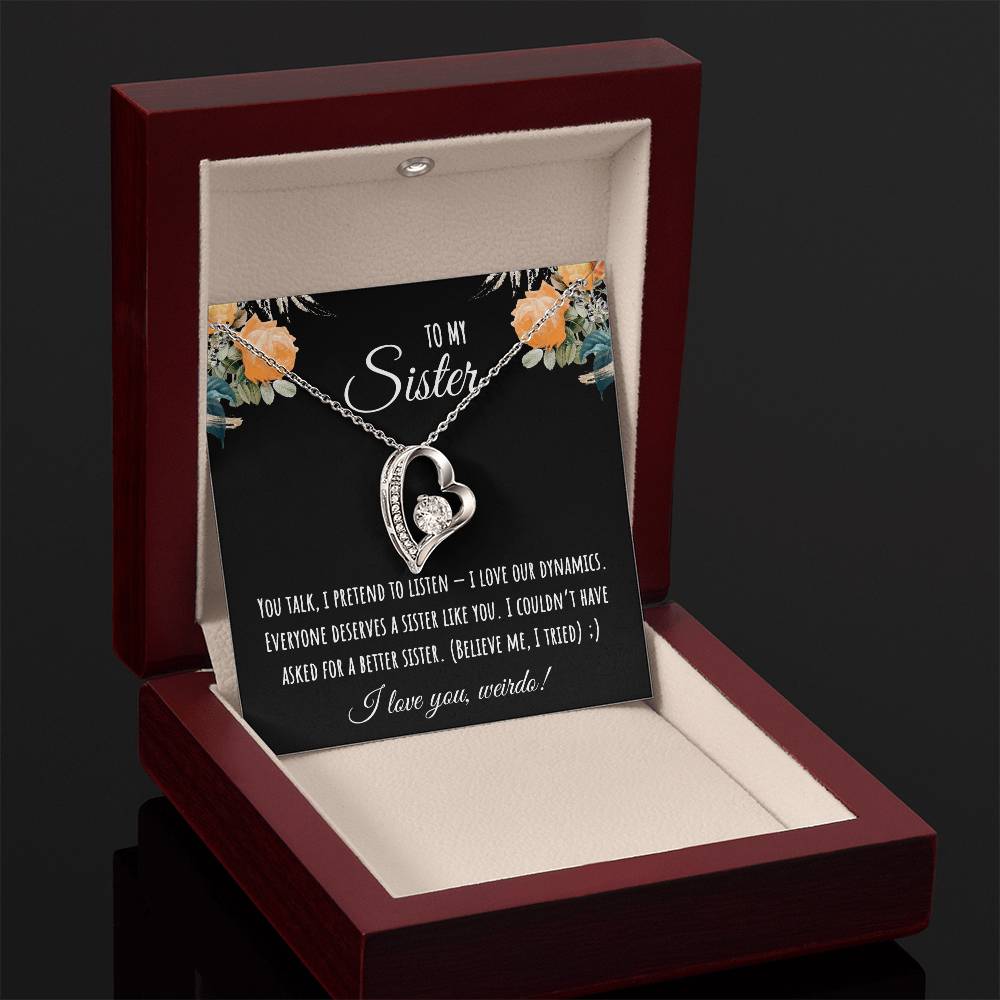 Valentine's Day Gift,To My Sister Necklace, Gift for Big Sister, Birthday Present for Little Sister, Little Sister Jewelry, Twin Sister Gift 