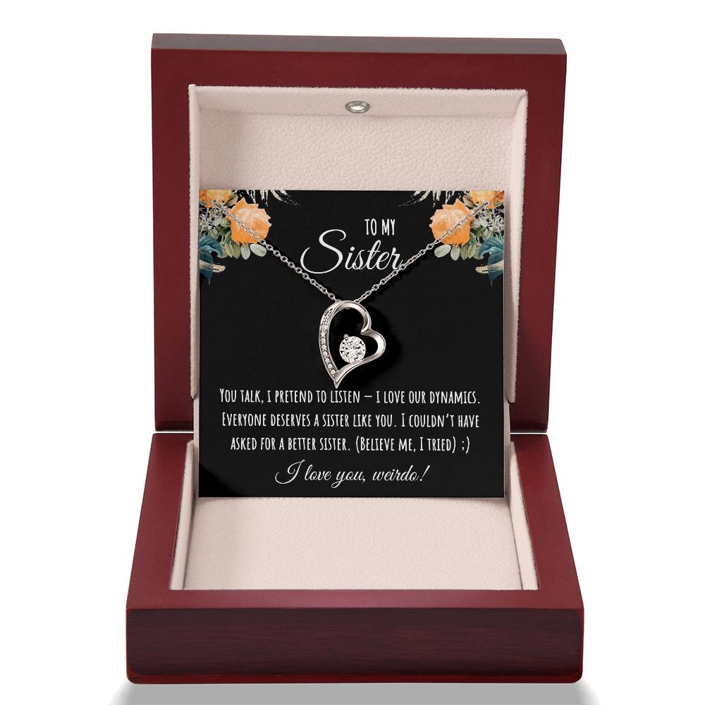 Valentine's Day Gift,To My Sister Necklace, Gift for Big Sister, Birthday Present for Little Sister, Little Sister Jewelry, Twin Sister Gift 